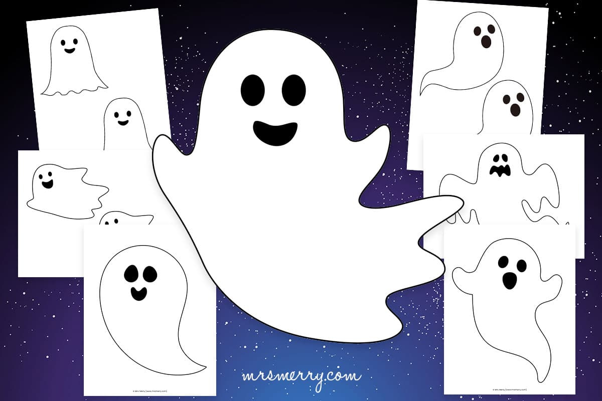 10 Ghost Template Printables For Halloween Crafts | Mrs. Merry for Free Halloween Ghost Printables