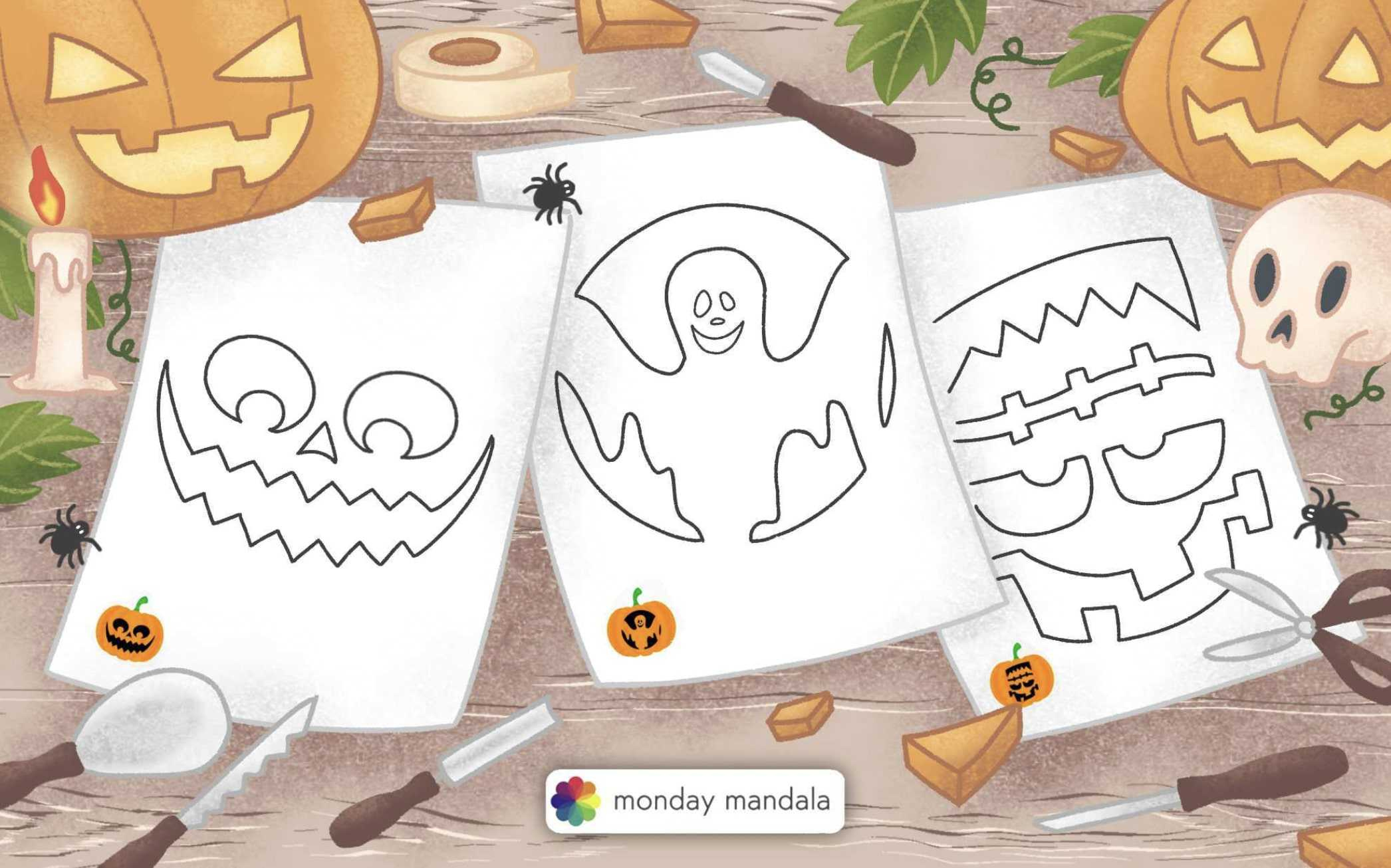 100 Pumpkin Carving Stencils (Free Pdf Printables) inside Printable Ghost Pumpkin Carving Patterns