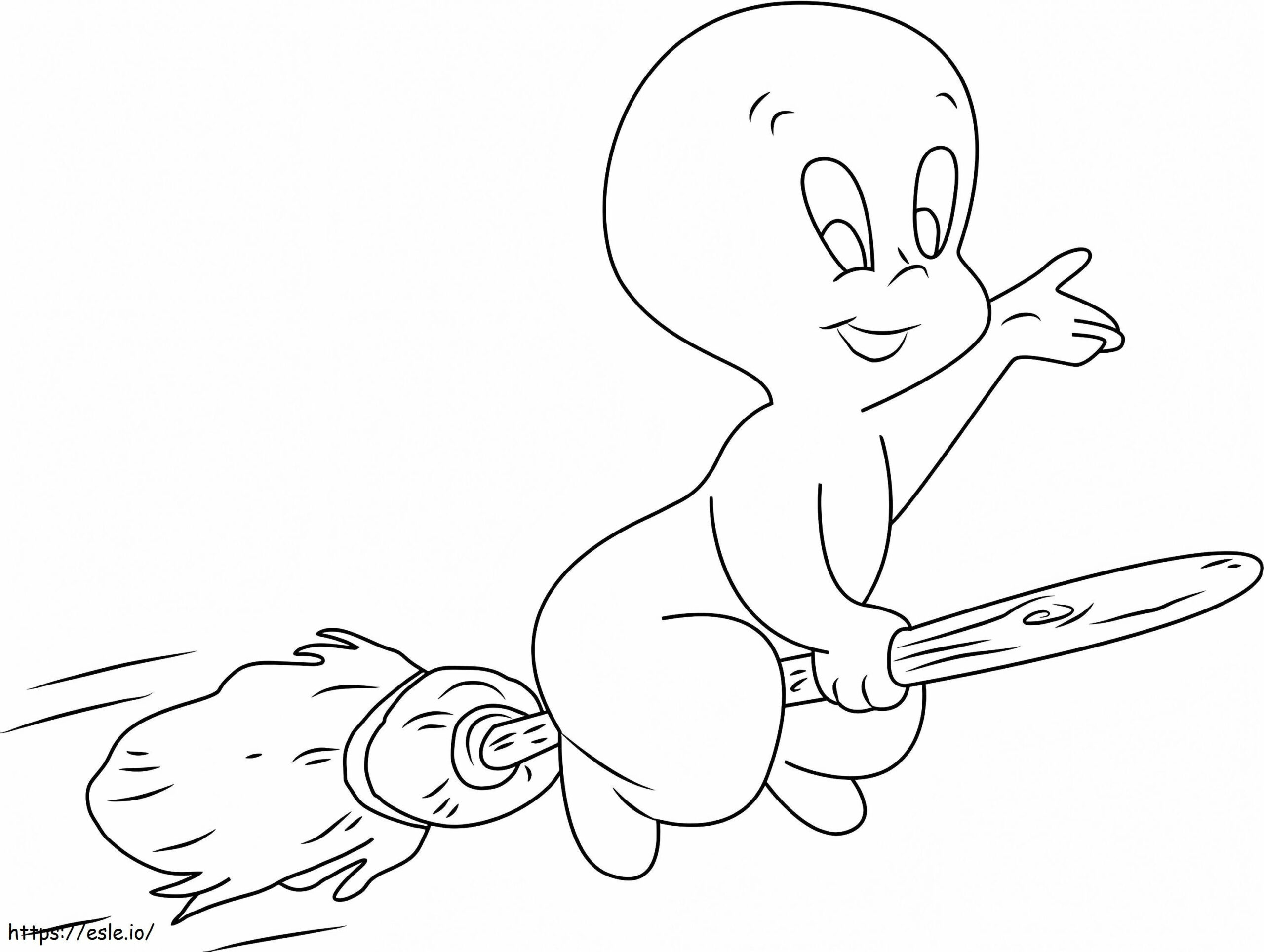 1531537036_Casper Flying On Broomstick A4 Coloring Page regarding Casper The Friendly Ghost Printable Picture