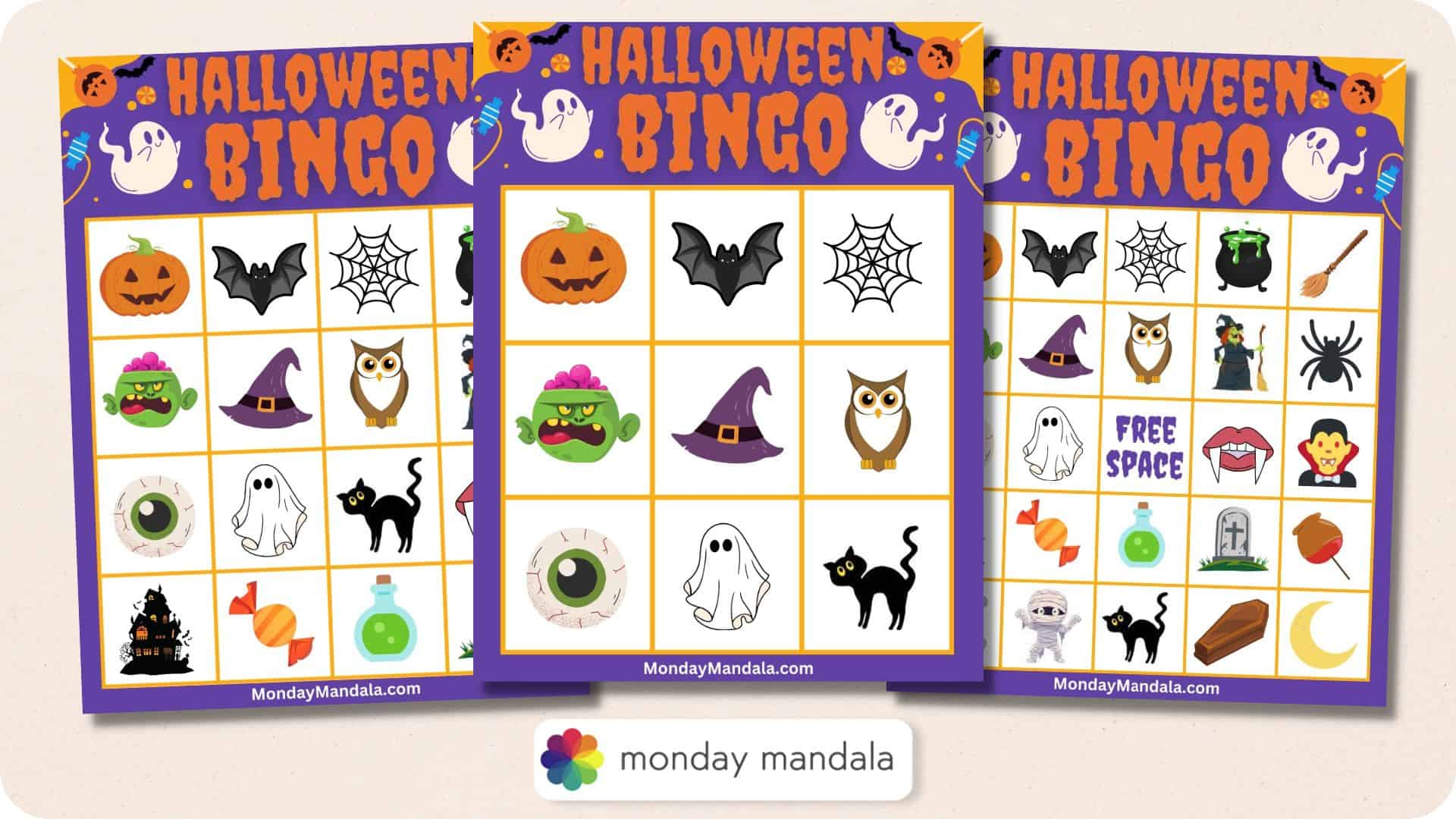 180 Halloween Bingo Cards (Free Pdf Printables) in Ghost Bingo Printable