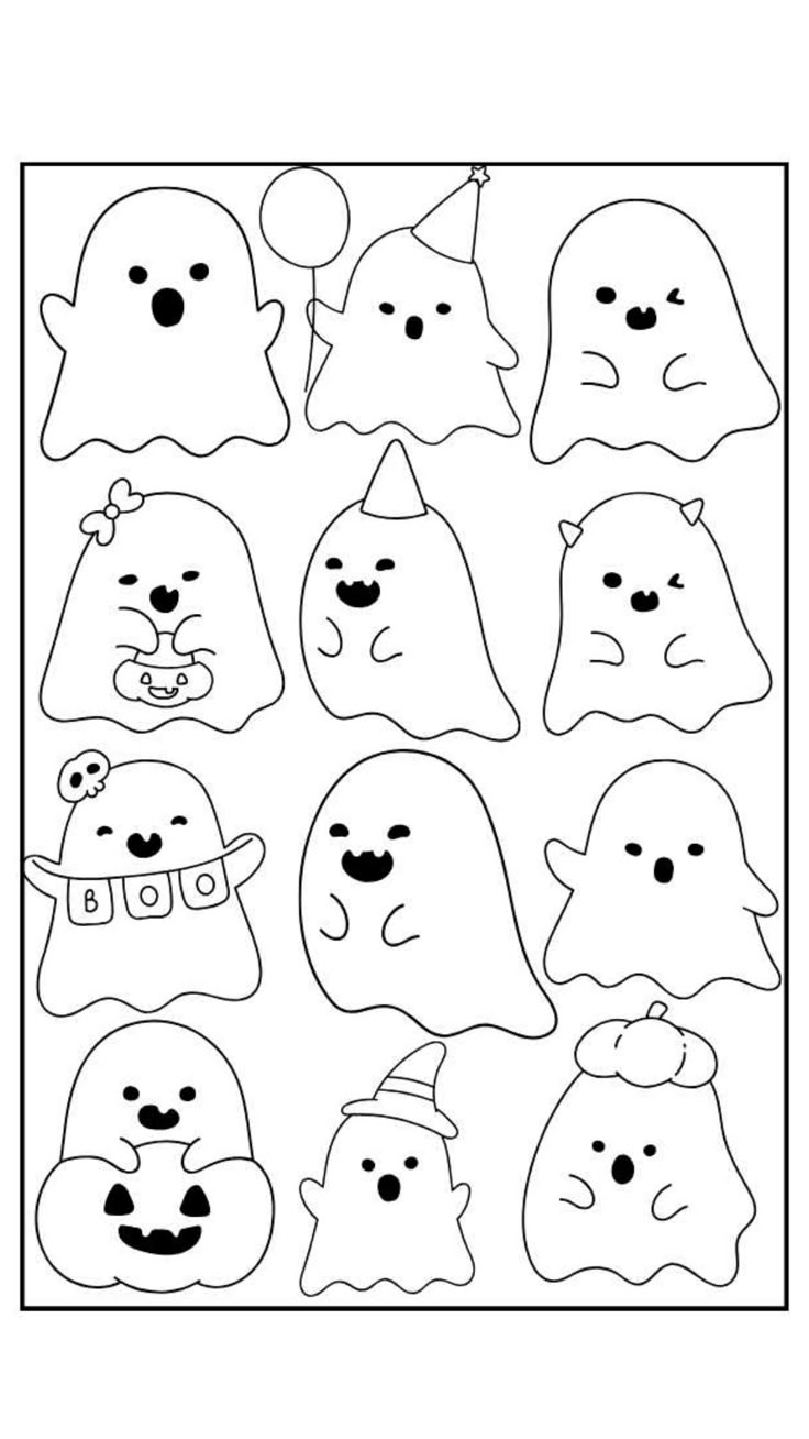 20 Free Halloween Coloring Pages For Adults, Printables, Cute with Cute Printable Ghosts