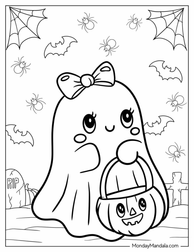 30 Ghost Coloring Pages (Free Pdf Printables) intended for Printable