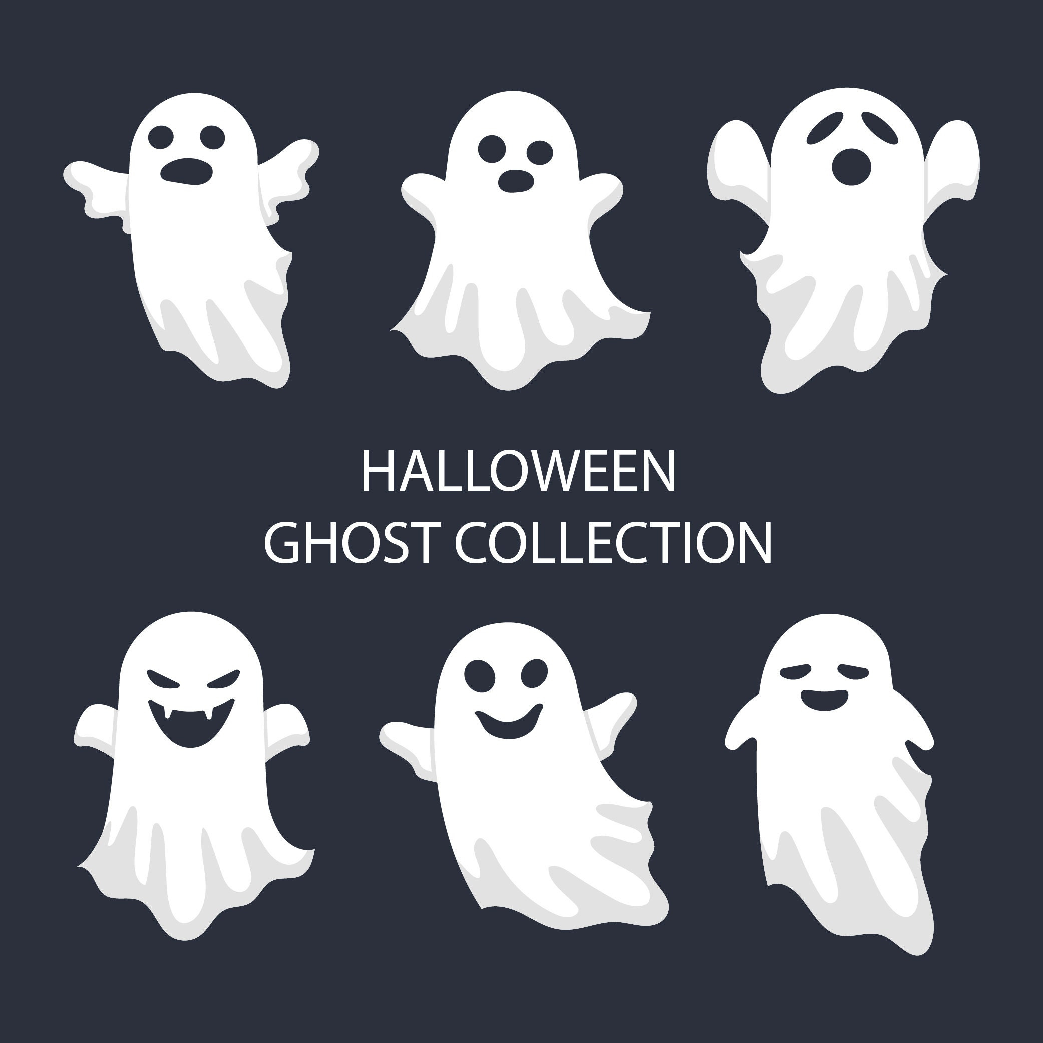 6 X Halloween Ghosts Printable Halloween Ghosts, Digital Svg File in Halloween Ghost Printables