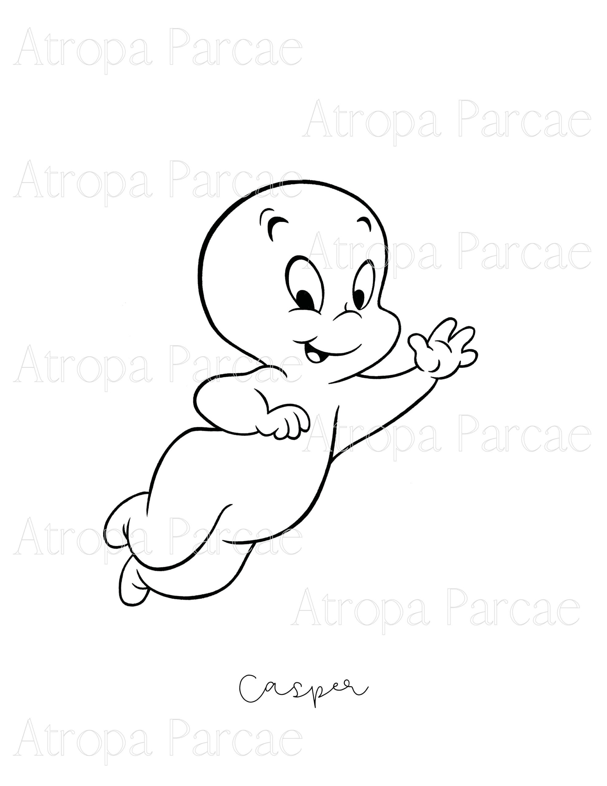 Casper The Friendly Ghost Illustration Print Drawing Vintage with regard to Printable Pictures Of Casper The Friendly Ghost