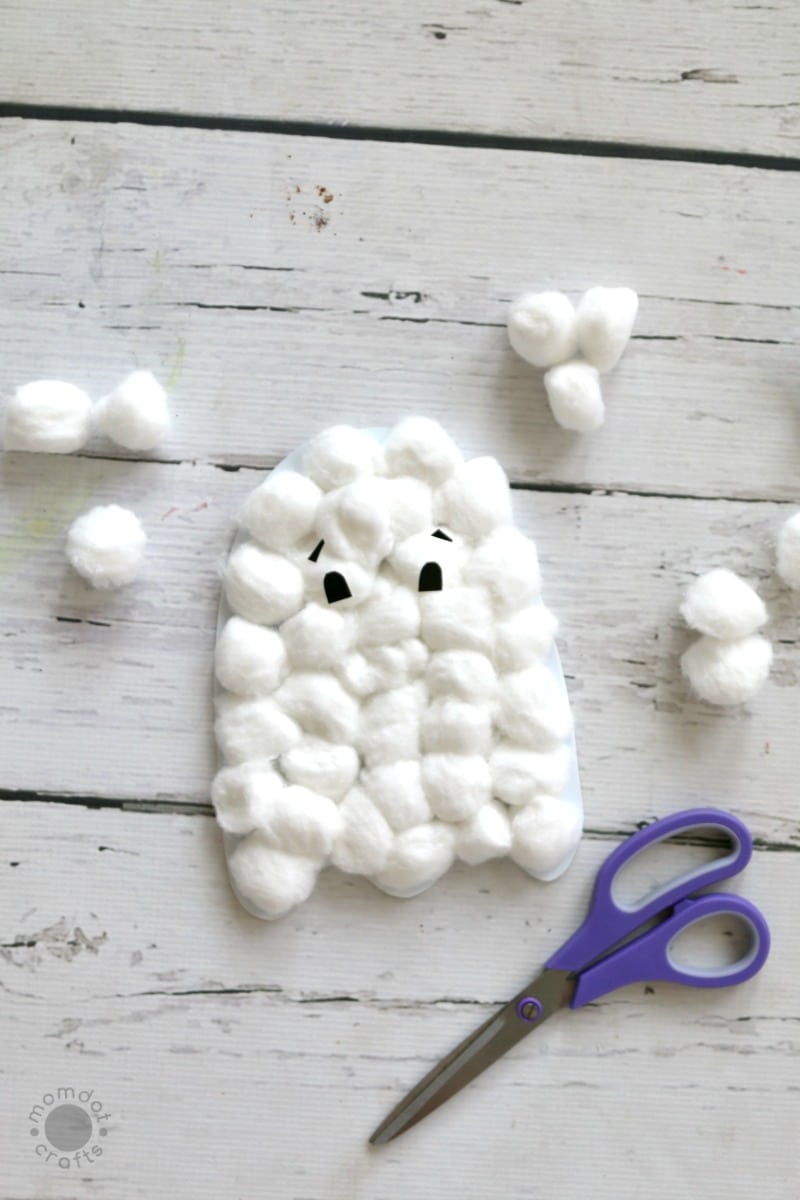 Diy Cotton Ball Ghosts + Free Ghost Template Download!- Momdot for Printable Cotton Ball Ghost