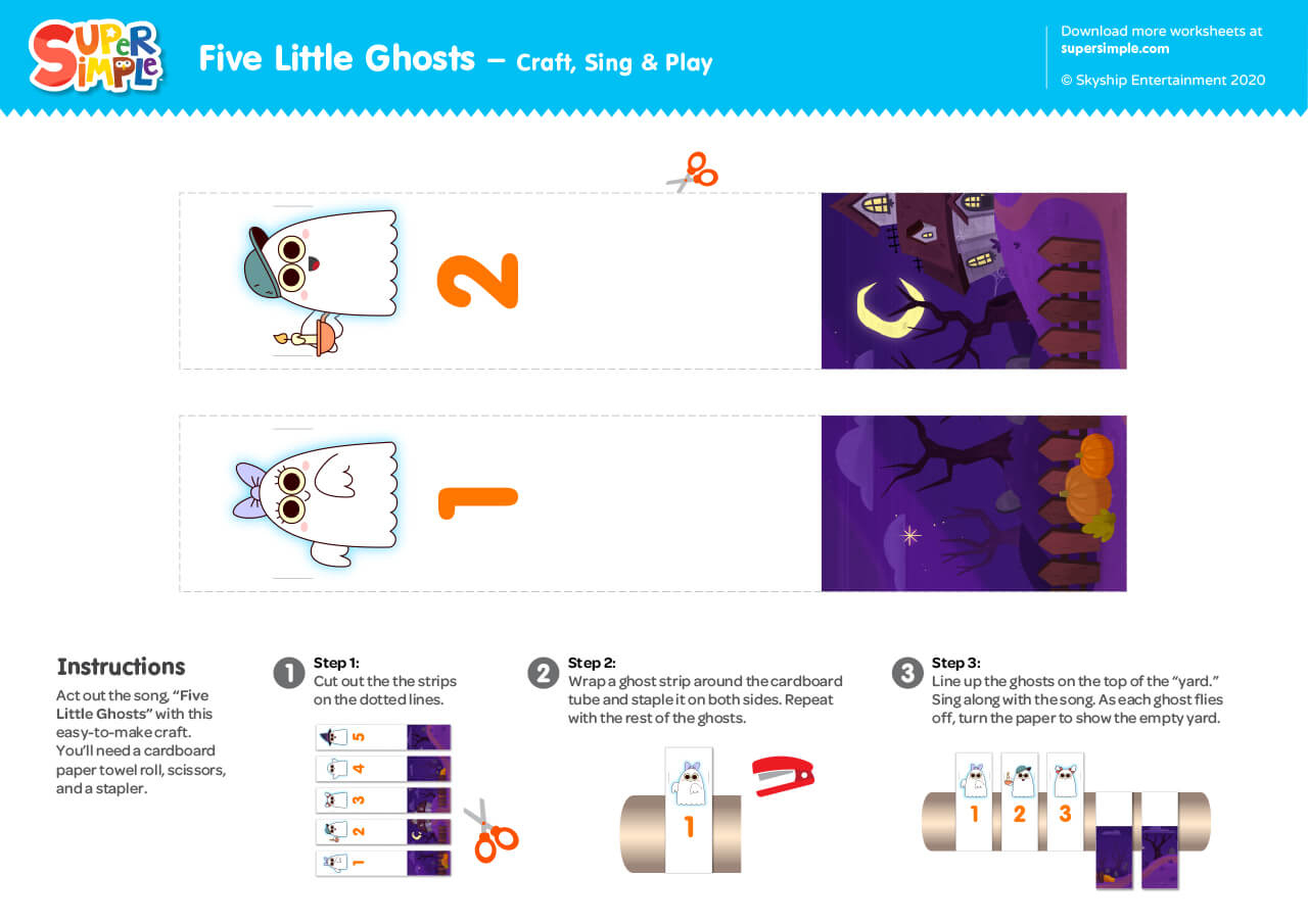 Five Little Ghosts Craft - Super Simple regarding 5 Little Ghosts Printable