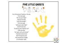 Five Little Ghosts Poem Handprint Craft Art Printable Template with 5 Little Ghosts Printable