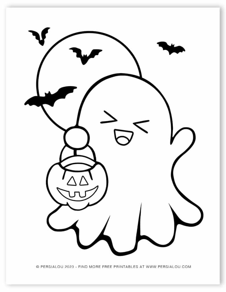 Free Cute Ghost Coloring Pages in Printable Halloween Ghost Pictures