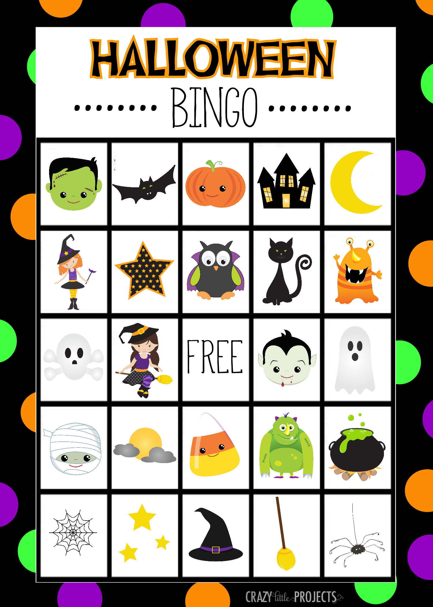 Free Printable Halloween Bingo Game - Crazy Little Projects throughout Ghost Bingo Printable