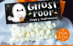 Ghost Poop Bag Topper, Instant Editable Download, Halloween Treat intended for Halloween Ghost Poop Printable