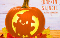 Ghost Pumpkin Stencil, Cute Ghost Printable Pumpkin Stencil, Jack with Cute Ghost Pumpkin Stencil Printable