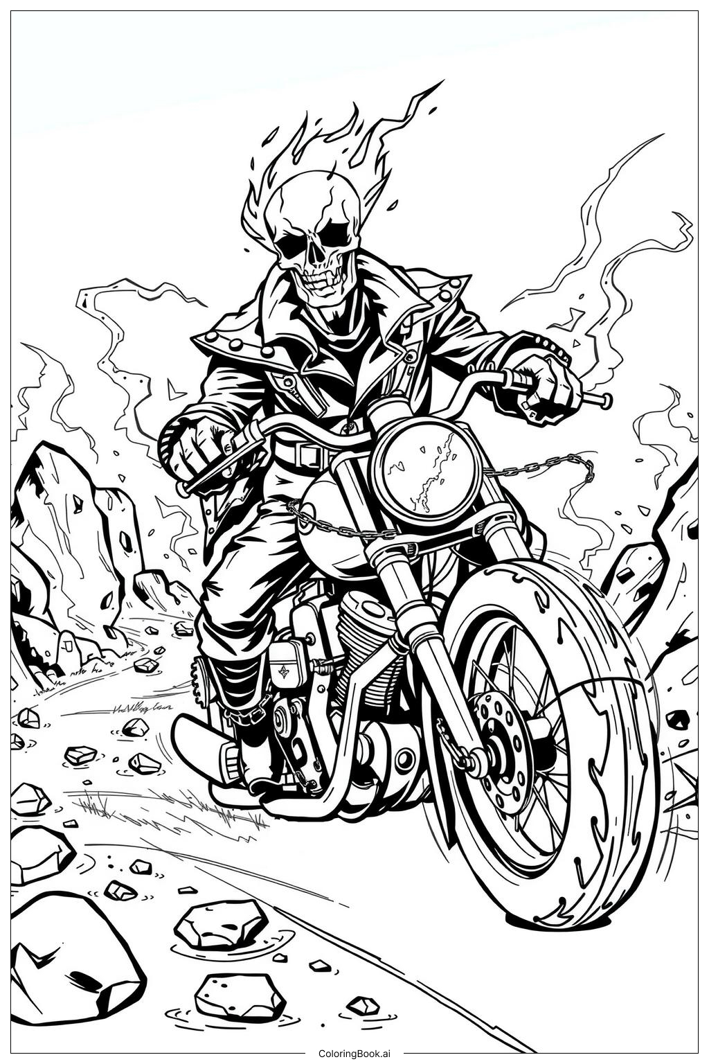 Ghost Rider On A Flaming Motorcycle -2 Coloring Page (Free Pdf&amp;amp;Png with Ghost Rider Coloring Pages Printable