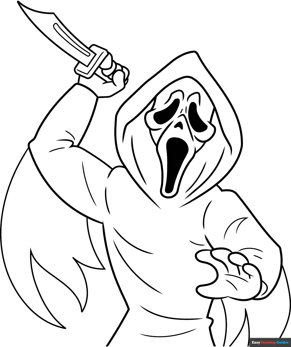 Ghostface From Scream Coloring Page | Easy Drawing Guides regarding Ghost Face Printable Free