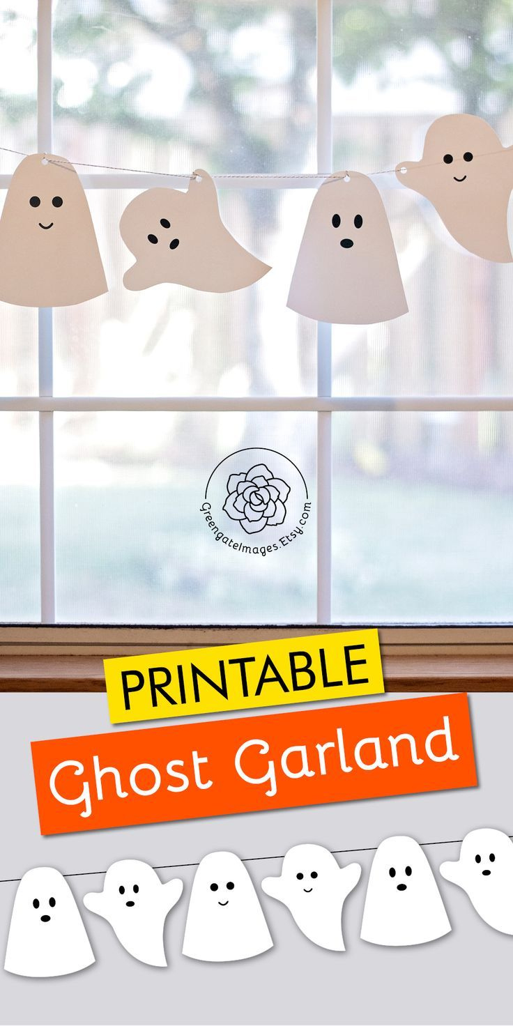 Halloween Ghost Garland - Printable Banner, Halloween Printable for Printable Ghost Garland