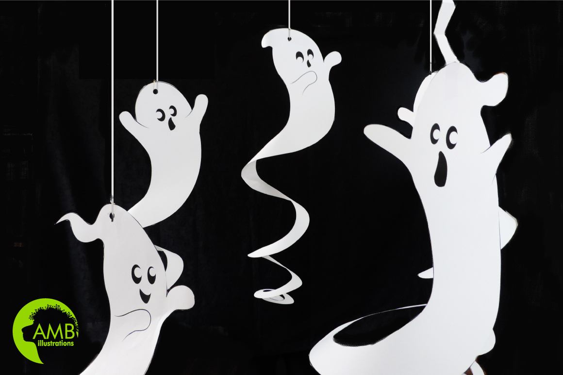 Halloween Swirly Ghosts Printable - Ambillustrations for Swirling Ghost Printable