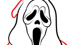 How To Draw Ghostface (The Scream Mask) - Sketchok Drawing Guides for Scream Ghost Face Template Printable