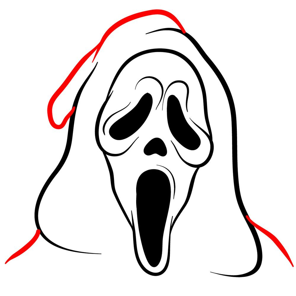 How To Draw Ghostface (The Scream Mask) - Sketchok Drawing Guides for Scream Ghost Face Template Printable