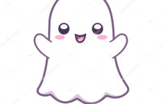 Kawaii Cute Ghost Clipart Doodle Element Happy Halloween Ghost with Cartoon Ghost Printable