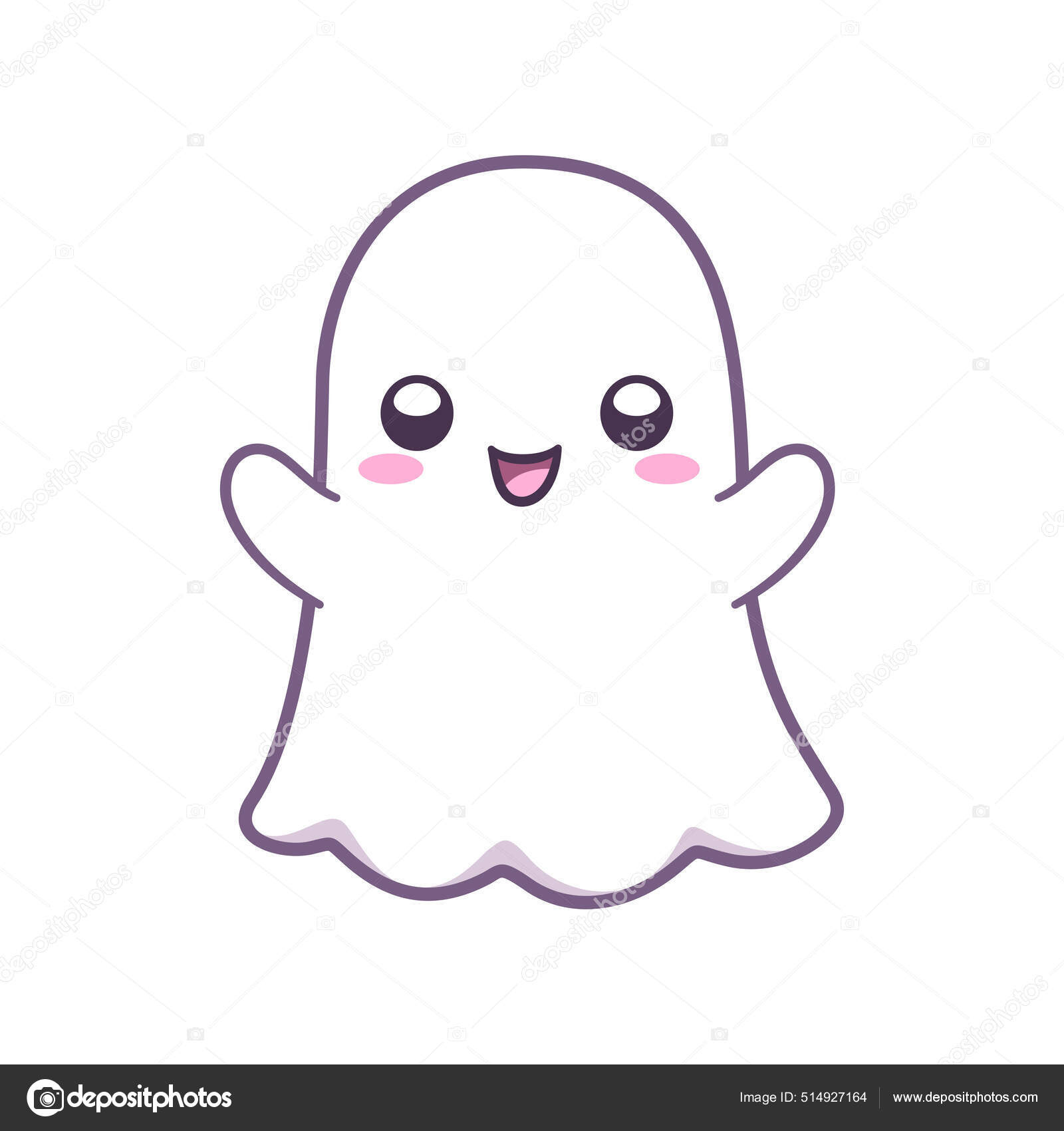 Kawaii Cute Ghost Clipart Doodle Element Happy Halloween Ghost with Cartoon Ghost Printable