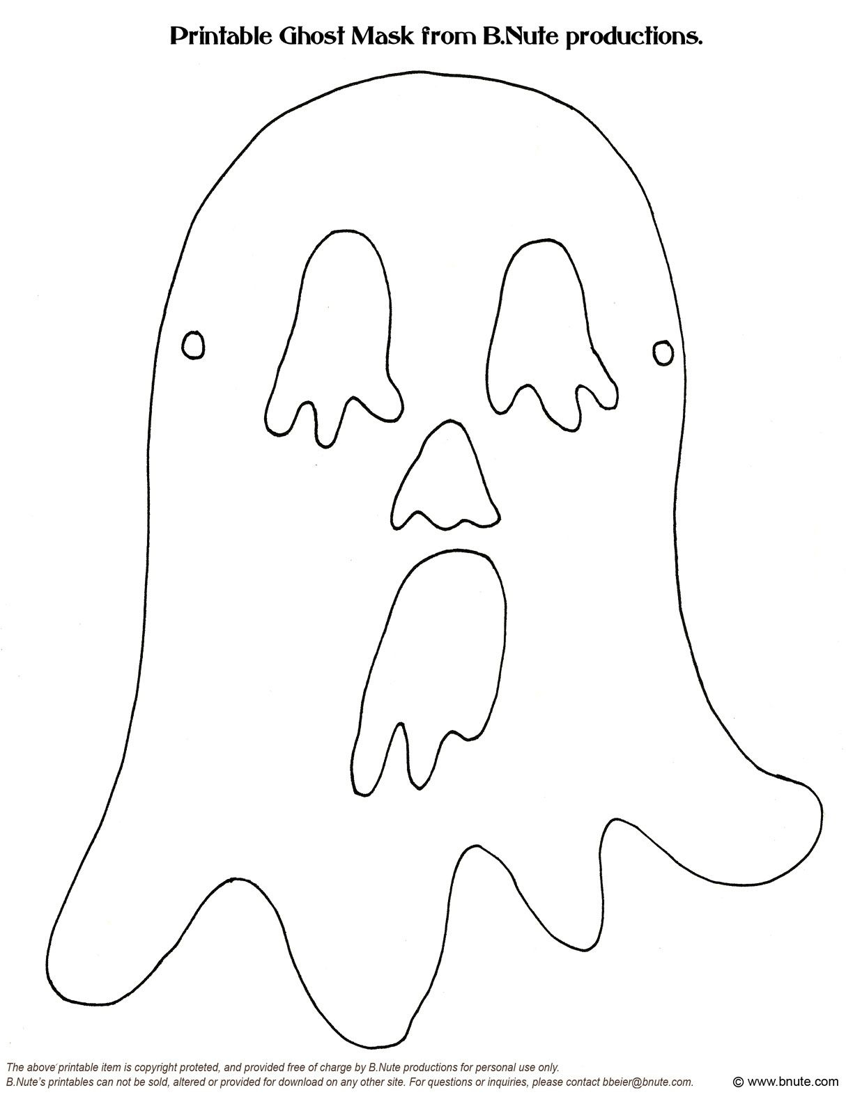 Old Fashioned Halloween Party - Printable Halloween Mask Art Activity for Free Printable Ghost Mask