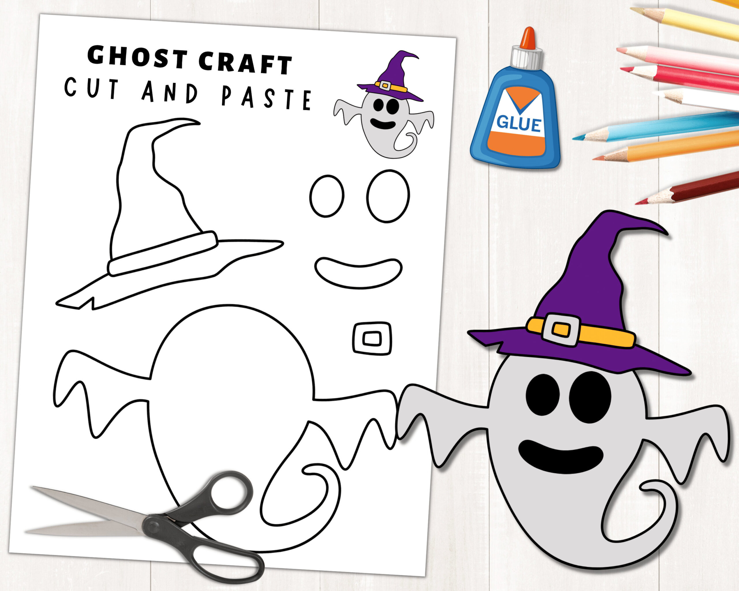 Printable Ghost Craft Template Halloween Activities Color, Cut throughout Printable Ghost Craft