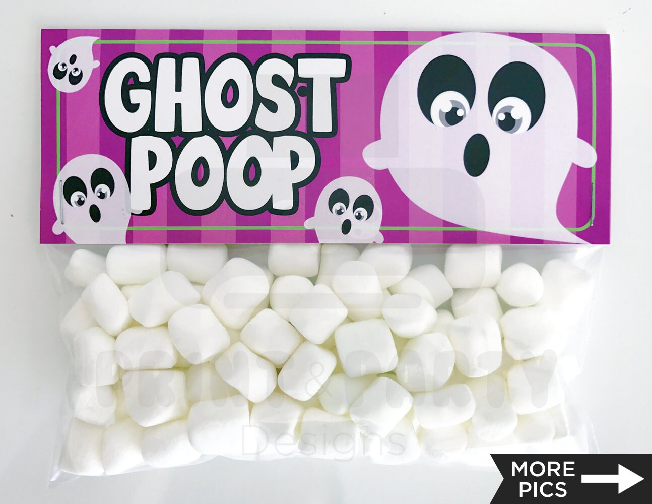 Printable Ghost Poop Halloween Treat Bag Toppers, Kids Halloween with Ghost Poop Free Printable