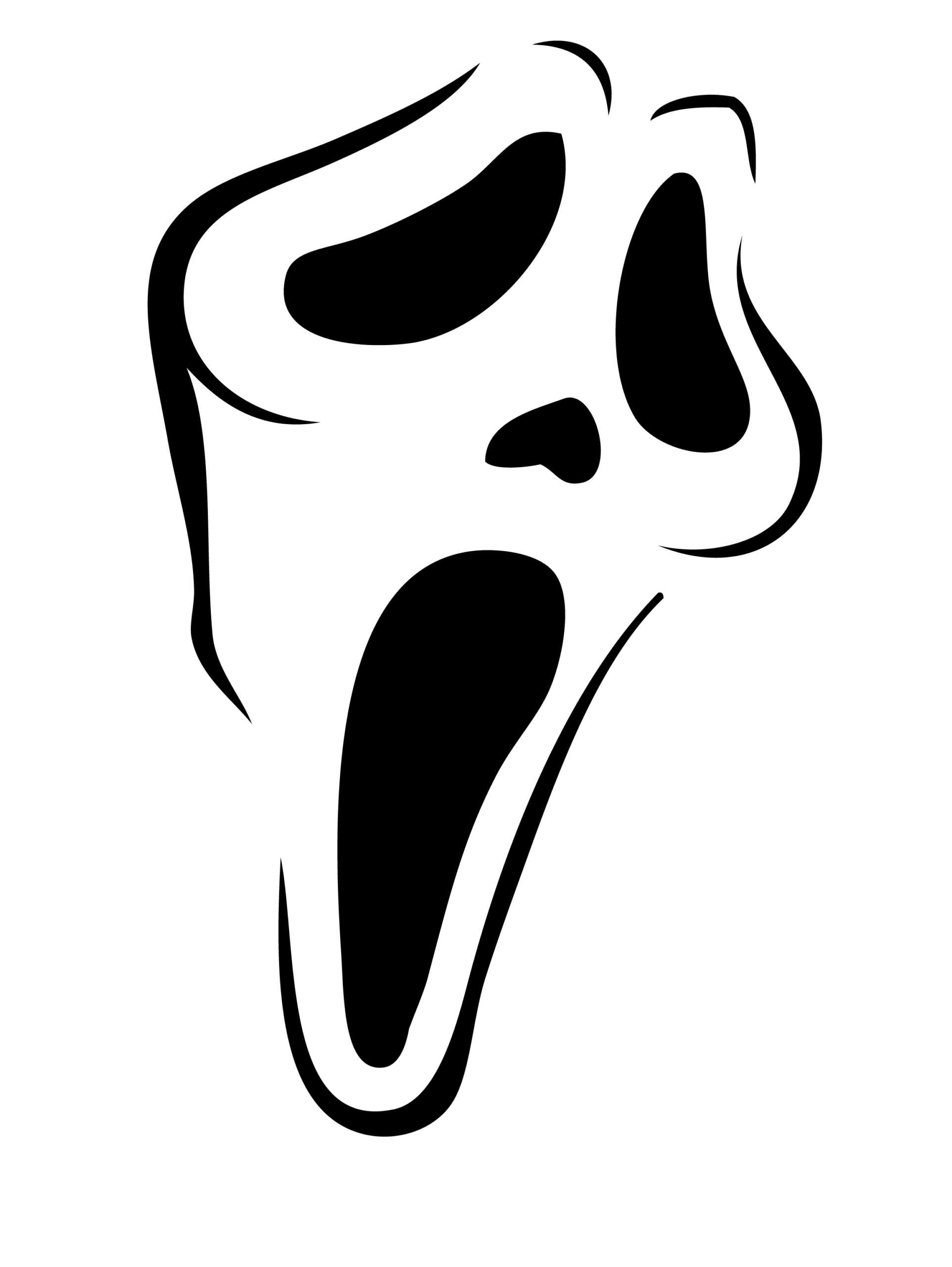 Scream: Ghostface (Free Pumpkin Stencil - Pumpkin Pattern for Ghost Face Pumpkin Template Printable