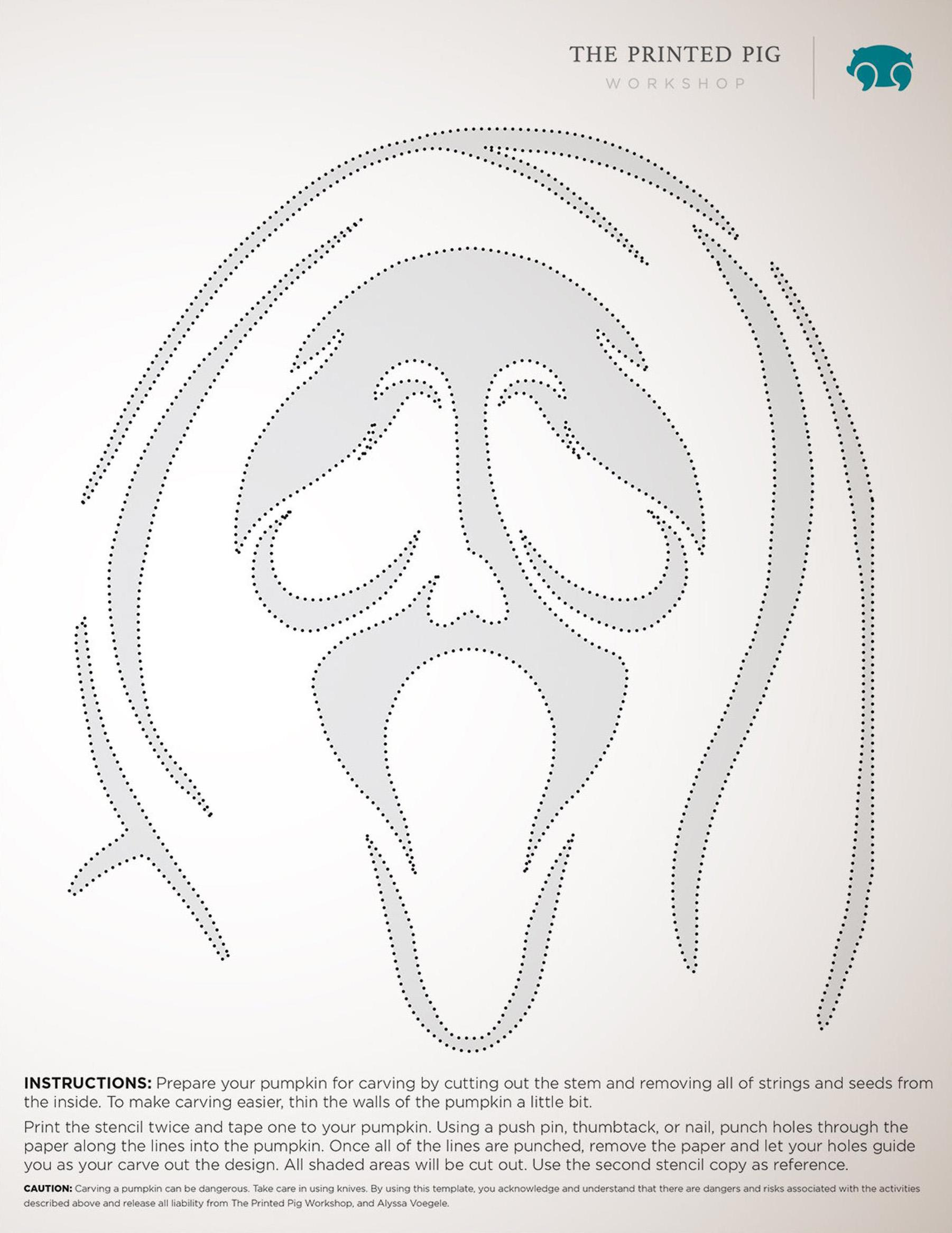 Scream: Ghostface (Free Pumpkin Stencil - Pumpkin Pattern in Ghost Face Stencil Printable