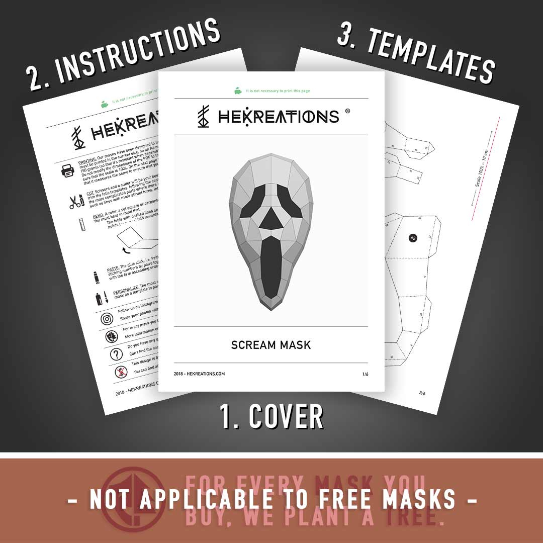 Scream Mask Printable Template | Papercraft Pdf Pattern with Ghost Face Mask Printable