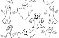 Set Of Ten Ghost Outline With Various Characters Isolated On A intended for Halloween Ghost Outlines