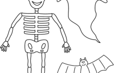 Skeleton With Bat And Ghost - Coloring Page (Halloween) in Printable Ghosts And Bats