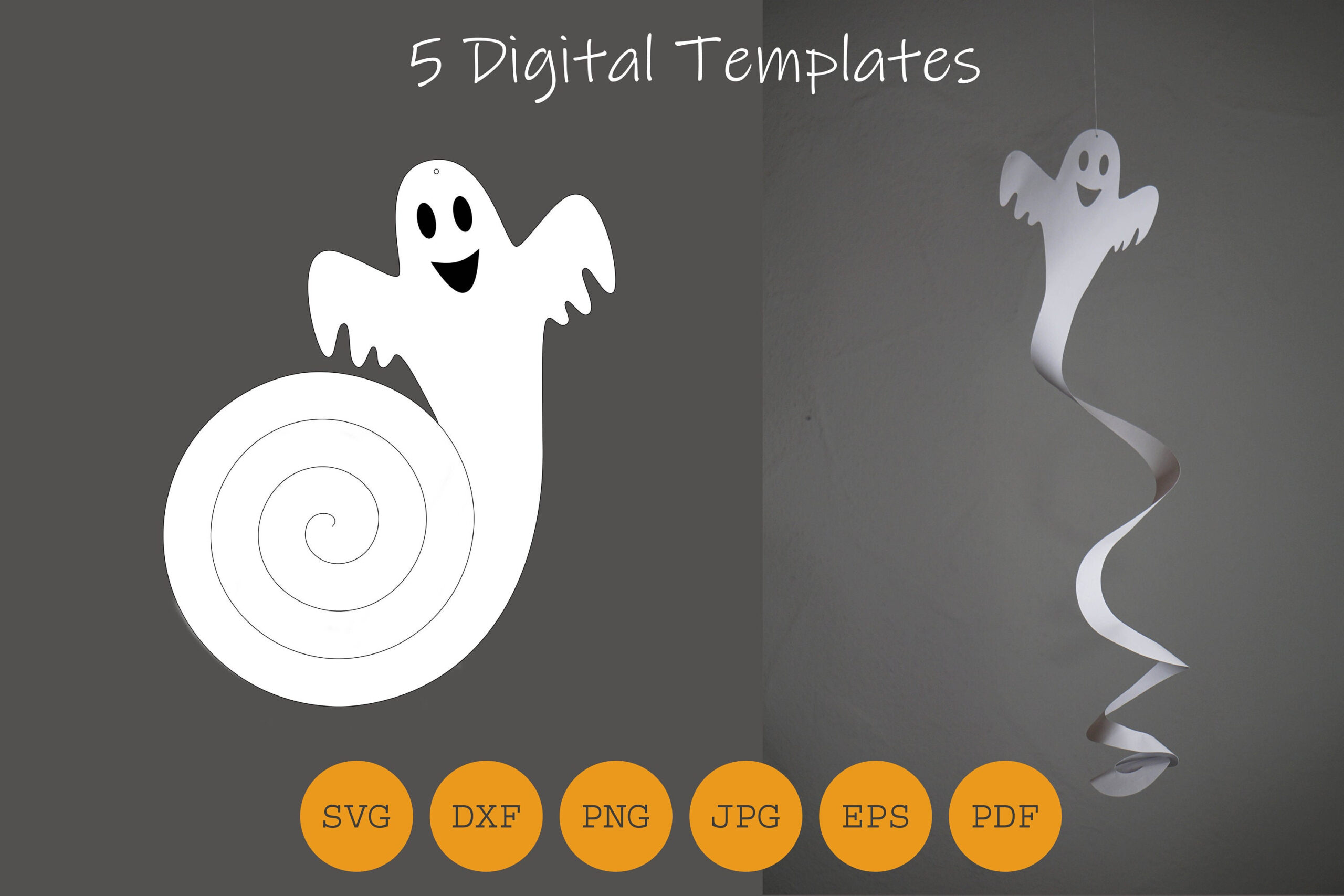 Spiral Ghost Halloween Decoration, Cut File Svg Dxf Pdf And Others for Printable Spiral Ghost Template