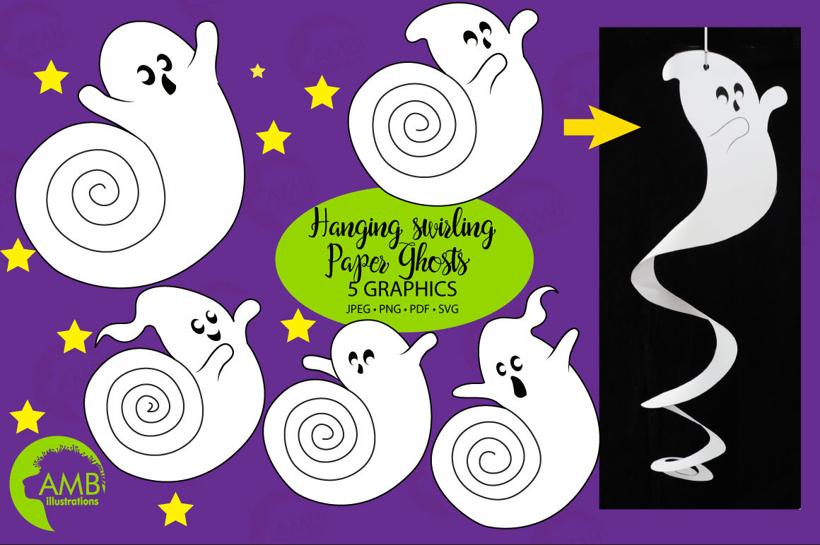 Swirling Paper Ghosts Cutout, Printable, Craft Amb-2259 throughout Swirl Ghost Printable