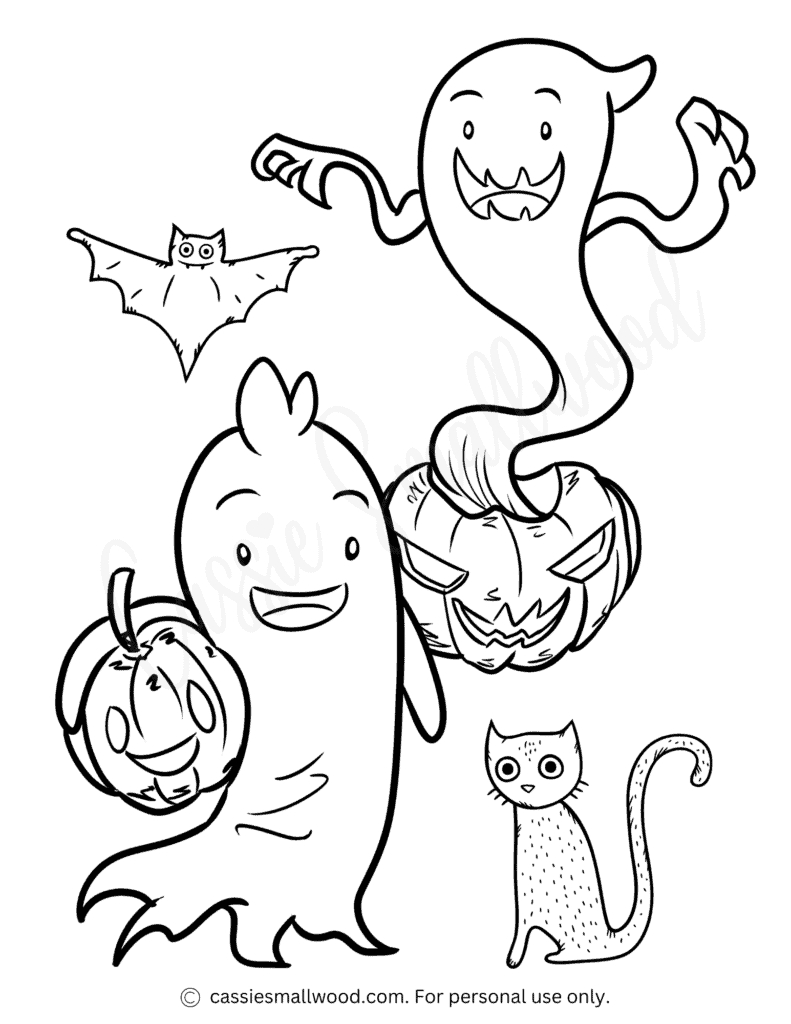 The Cutest Ghost Coloring Pages - Cassie Smallwood for Free Ghost Printable Coloring Pages