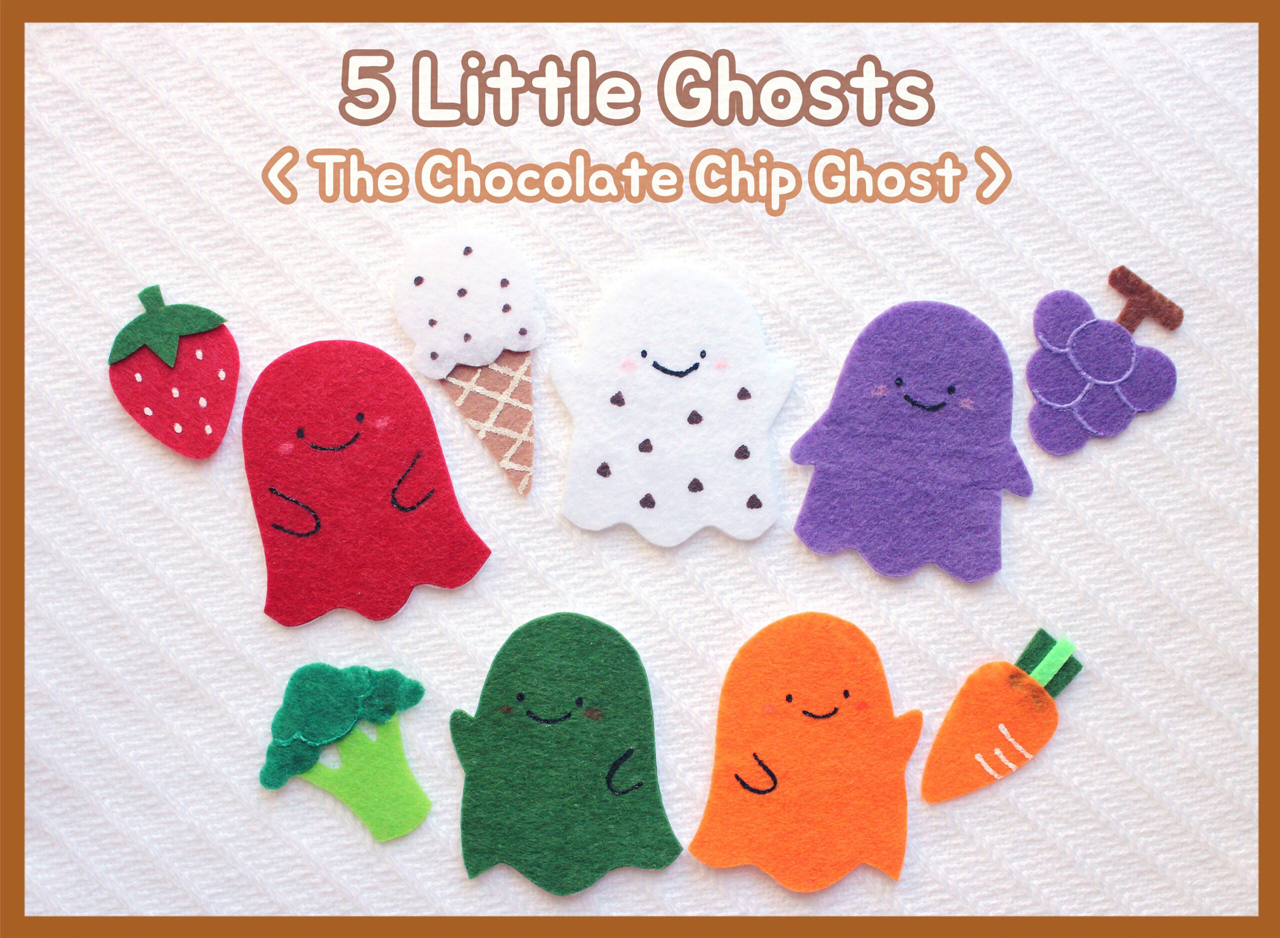 The Five Little Ghosts Felt Story / The Chocolate Chip Ghost with Chocolate Chip Ghost Story Printable