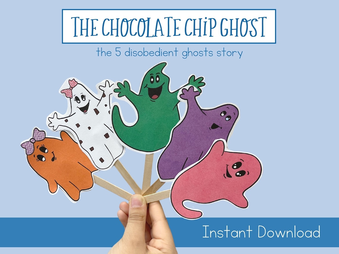 The Five Little Ghosts Popsicle Puppets, The Chocolate Chip Ghost with Chocolate Chip Ghost Story Printable