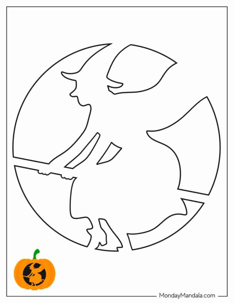 100 Pumpkin Carving Stencils (Free Pdf Printables) with Witch Stencil For Pumpkins Free Printable