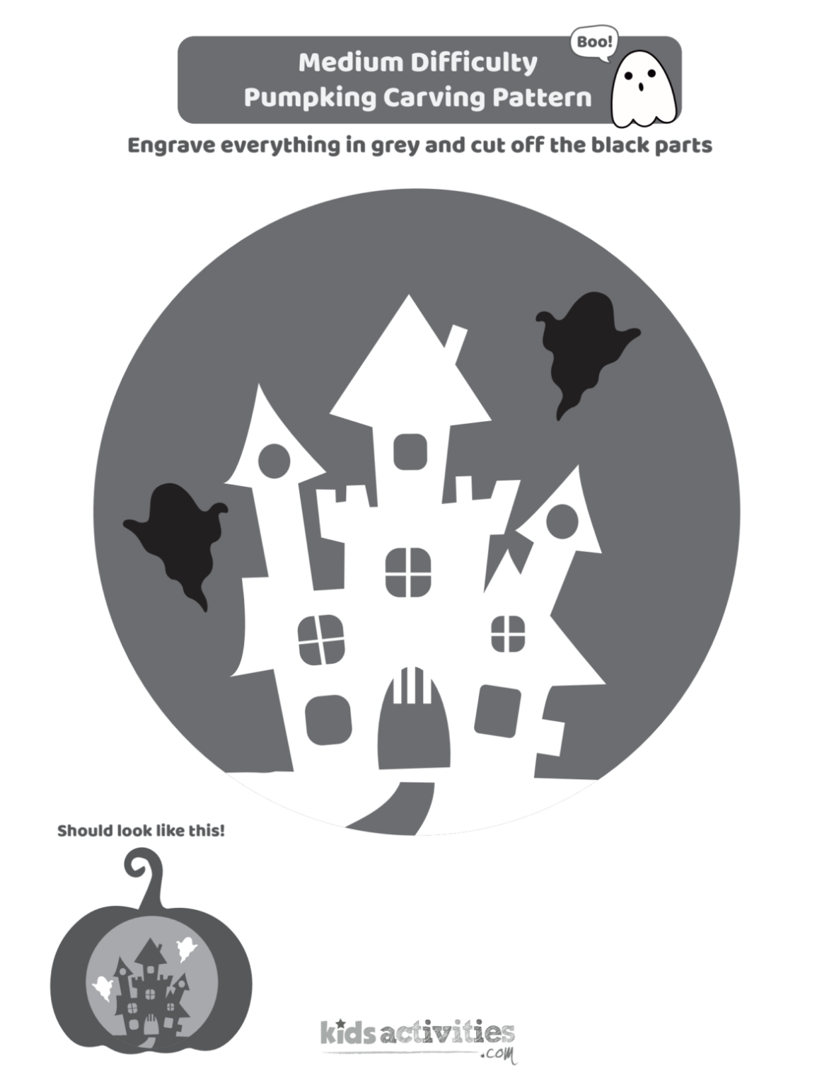 Printable Haunted House Pumpkin Stencil Printable Ghost