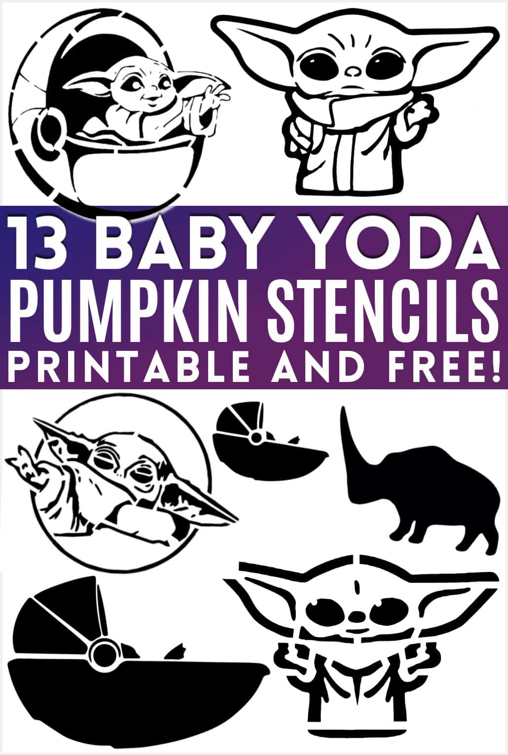13 Free Baby Yoda Pumpkin Stencils For A Star Wars Halloween with Printable Grogu Pumpkin Stencil