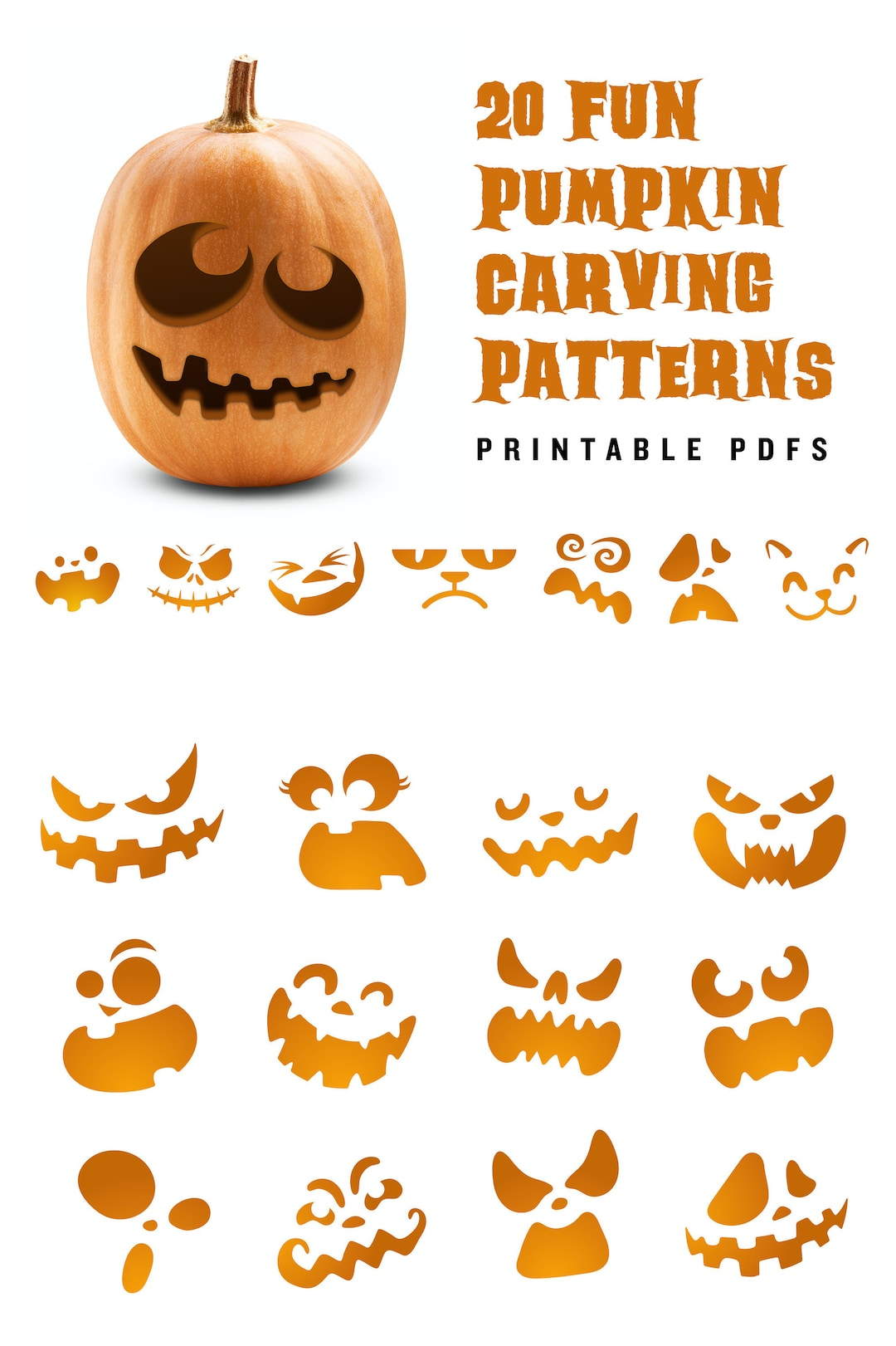 20 Printable Jack-O-Lantern Pumpkin Carving Patterns For Halloween in Jack O Lantern Pumpkin Printable
