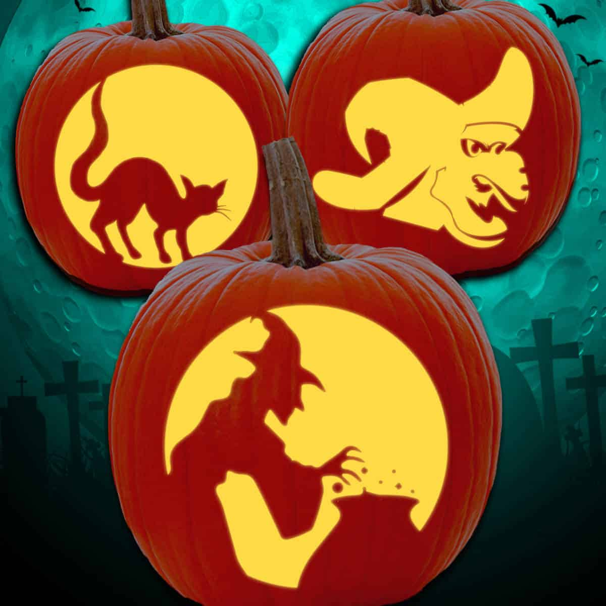 21 Free Witch Pumpkin Carving Stencils - Artsy Pretty Plants for Witch Pumpkin Stencils Free Printable