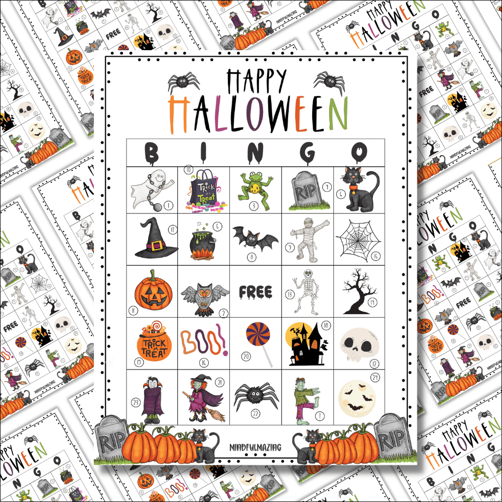 25 Free Printable Halloween Bingo Cards For Kids • Mindfulmazing inside Free Printable Pumpkin Bingo
