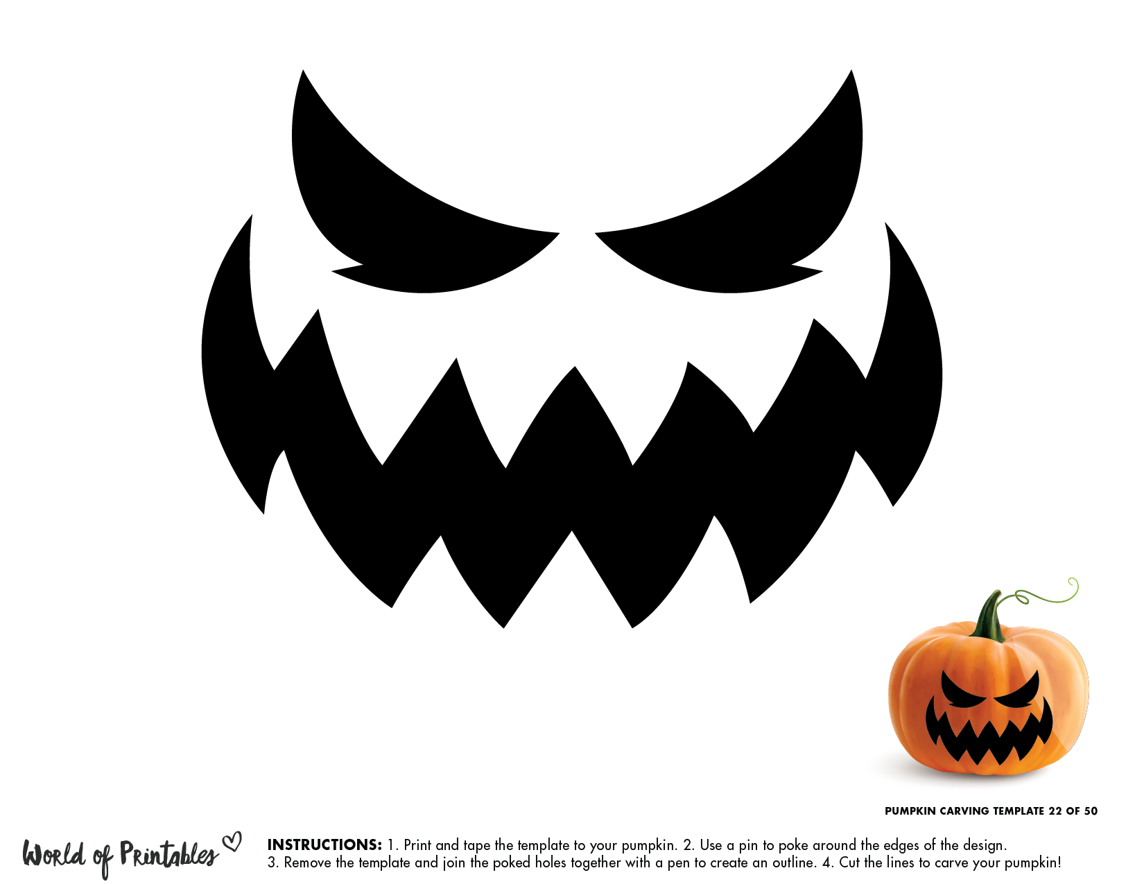 50 Easy Pumpkin Carving Stencils + The Ultimate Guide To Pumpkin within Scary Face Pumpkin Stencil Printable