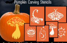 6 Cottagecore Designs For Pumpkin Carving Stencil, Halloween inside Printable Dremel Pumpkin Carving Templates