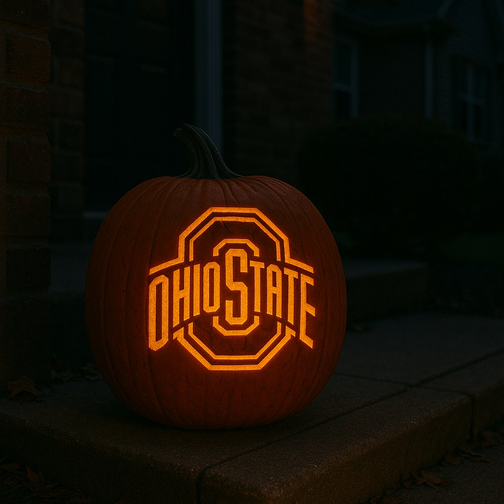 Brian On X with Ohio State Pumpkin Stencil Printable