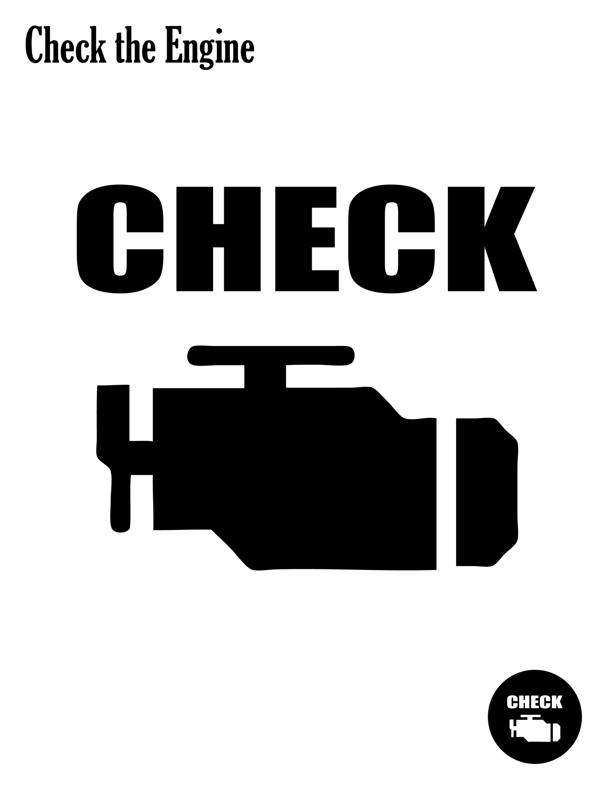 Cars: Check The Engine (Pumpkin Stencil - Pumpkin Pattern for Printable Check Engine Light Pumpkin Stencil