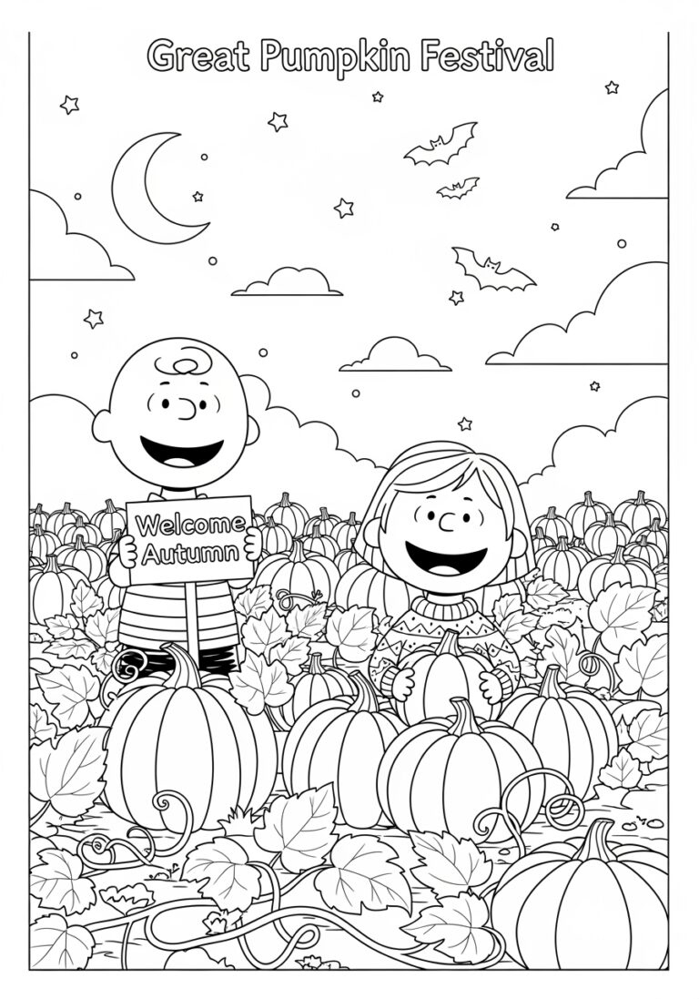 Charlie Brown & Great Pumpkin Coloring Page Download with regard to The Great Pumpkin Charlie Brown Printables