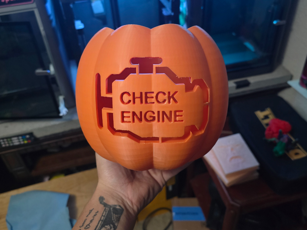 Check Engine Light Pumpkinthe Austin Zombie Makerworld intended for Printable Check Engine Light Pumpkin Stencil