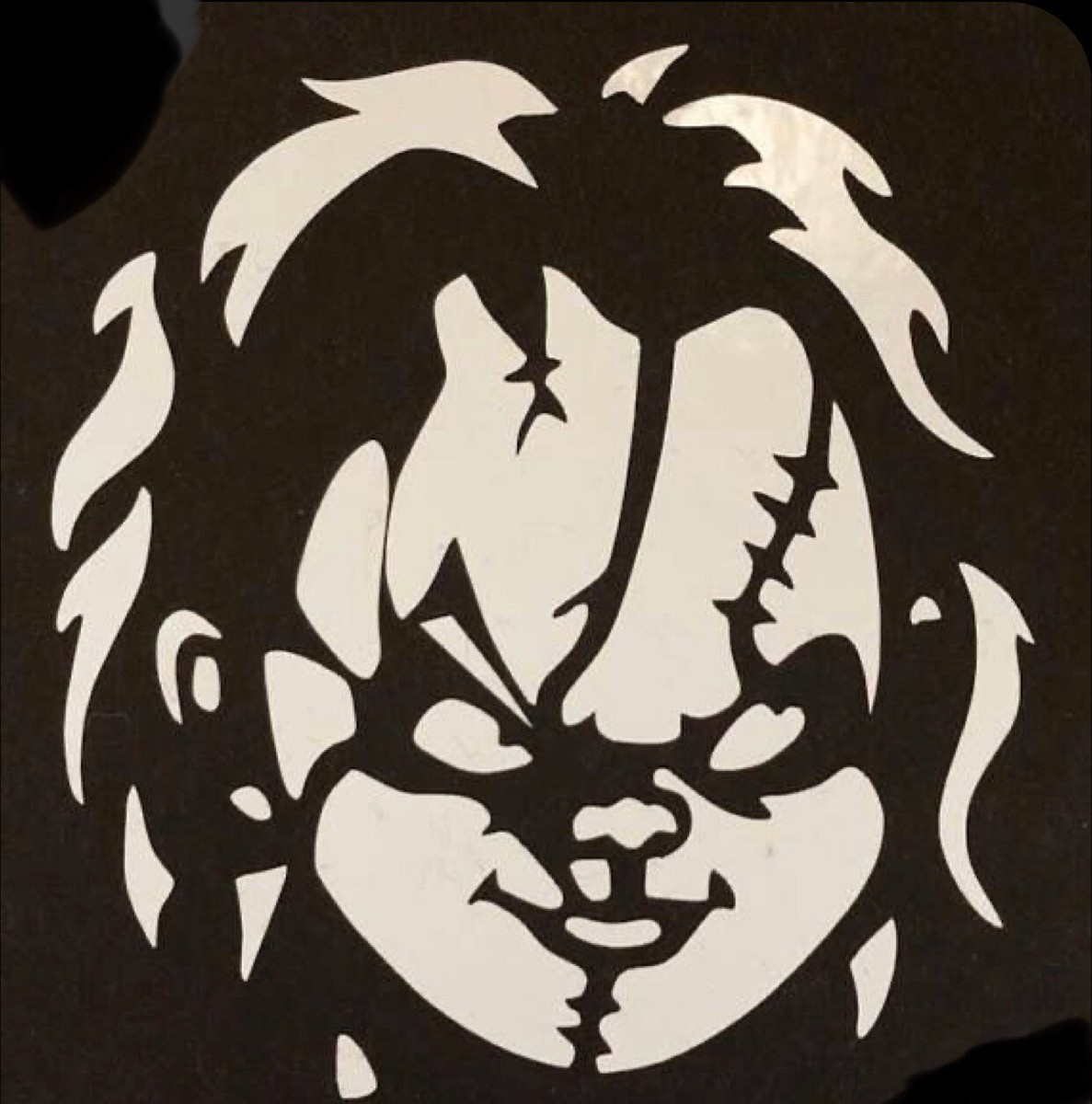 Chucky Killer Doll White Vinyl Decal Sticker | Ebay for Free Printable Chucky Pumpkin Stencils