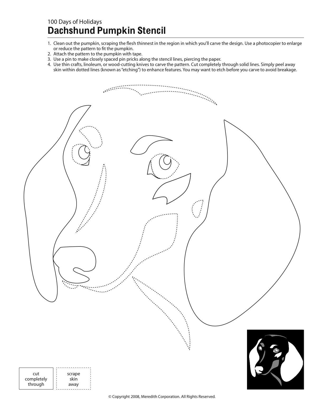 Dachshund Pumpkin Stencil within Free Printable Dachshund Pumpkin Stencil